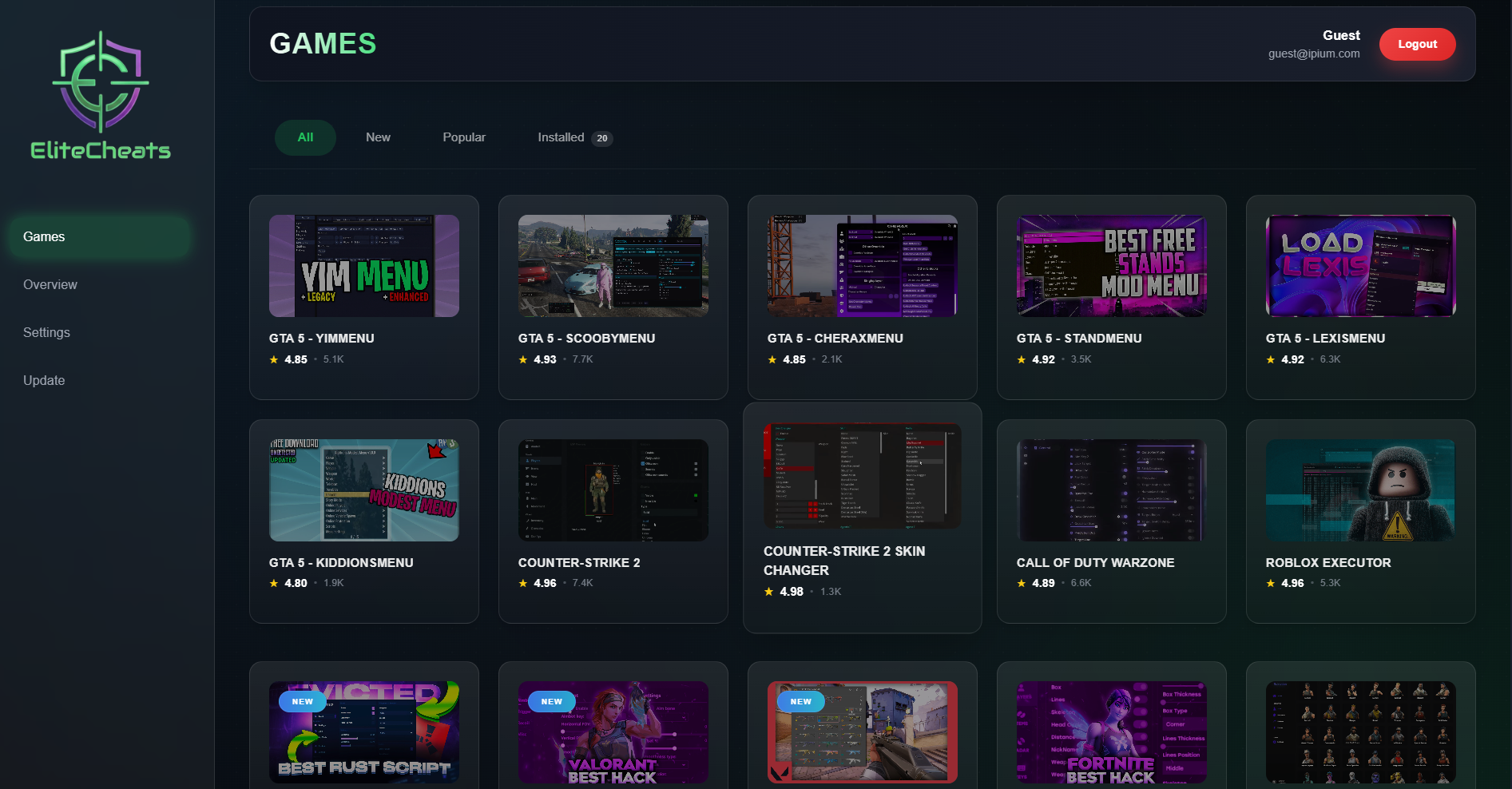 Game launcher interface overview
